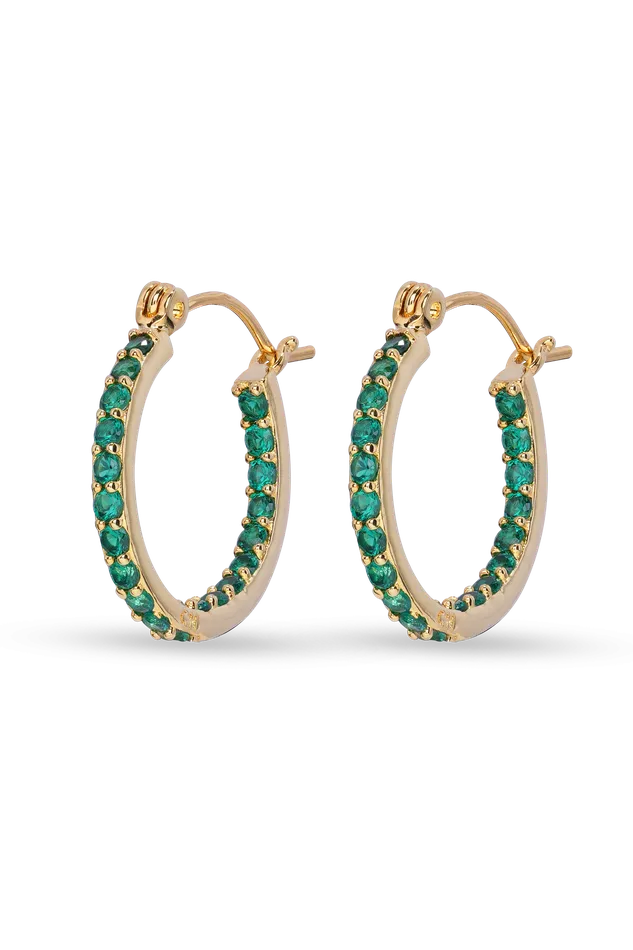 Earrings Mini Serena Hoops Emerald Crystal Haze Jewelry