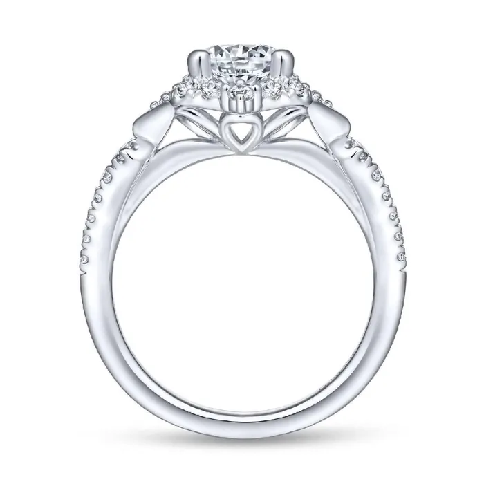 Rings GABRIEL CO 14K White Gold Diamond Four Point Diamond Halo Semi Mount Engagement Ring Rings GABRIEL CO 14K White Gold Diamond Four Point Diamond Halo Semi Mount Engagement Ring