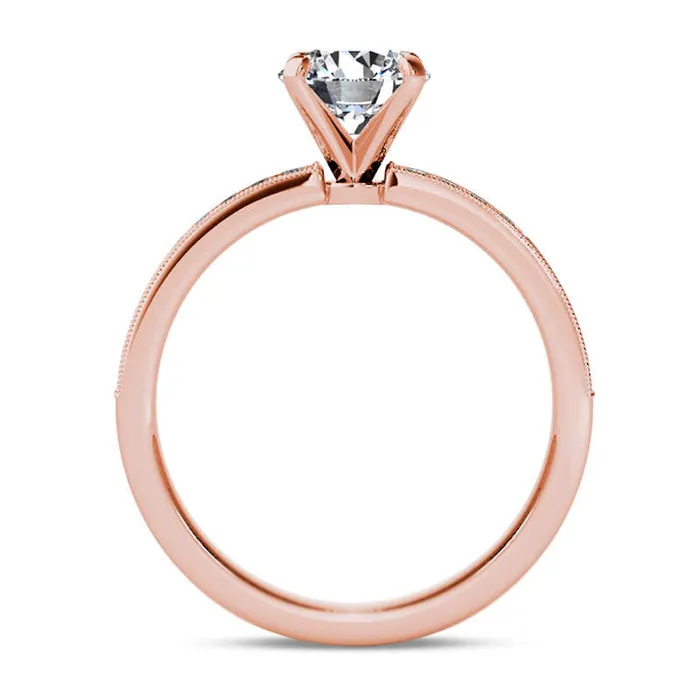 10 CT TW Natural Diamond Engagement Ring in Solid 14K Rose Gold Goldia Rings
