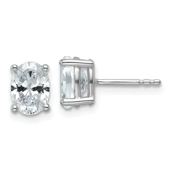 14k White Gold 1 12 ctw Lab Grown Diamond VSSI G Oval 4 Prong Heavy Wt Stud Earrings Goldia Earrings