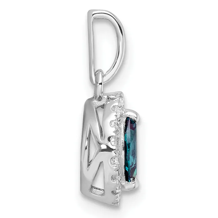 14k White Gold 110 Ct Lab Grown Diamond VSSI G and Lab Created Alexandrite June Birthstone Pendant Goldia Necklaces
