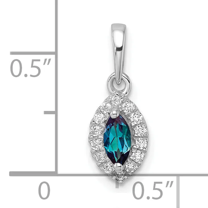 14k White Gold 110 Ct Lab Grown Diamond VSSI G and Lab Created Alexandrite June Birthstone Pendant Goldia Necklaces