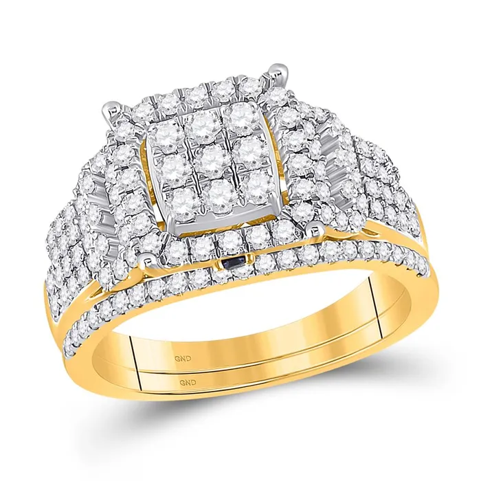 gndatlanta Rings 14k Yellow Gold Round Diamond Bridal Wedding Ring Set 1 Cttw gndatlanta Rings 14k Yellow Gold Round Diamond Bridal Wedding Ring Set 1 Cttw