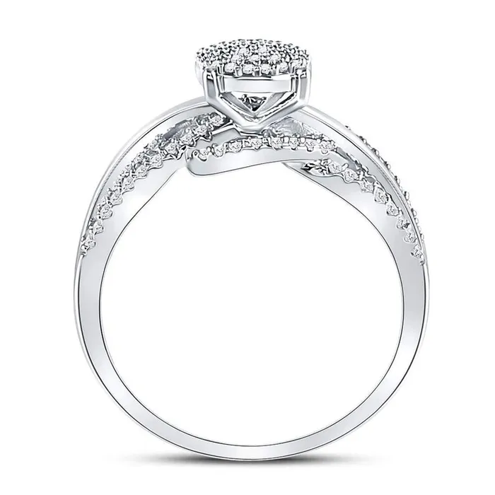gndatlanta Rings 14kt White Gold Round Diamond Woven Strand Cluster Ring 13 Cttw