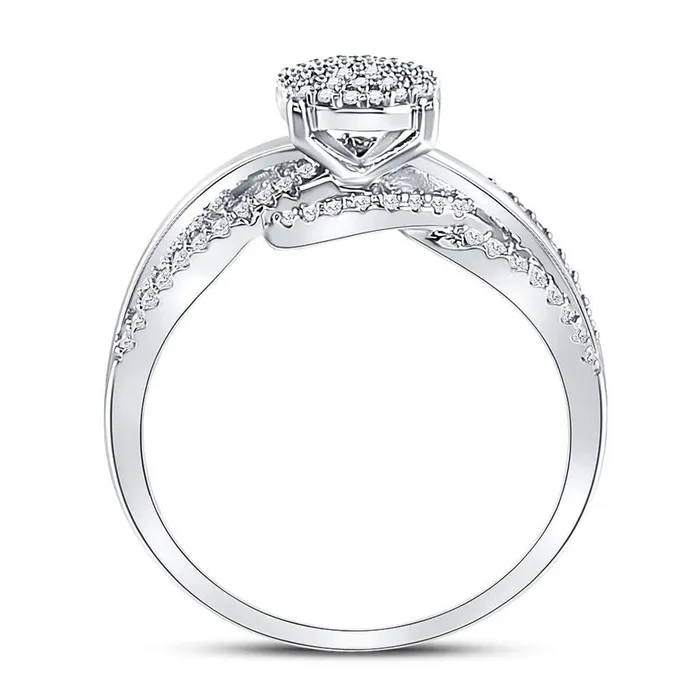 gndatlanta Rings 14kt White Gold Round Diamond Woven Strand Cluster Ring 13 Cttw