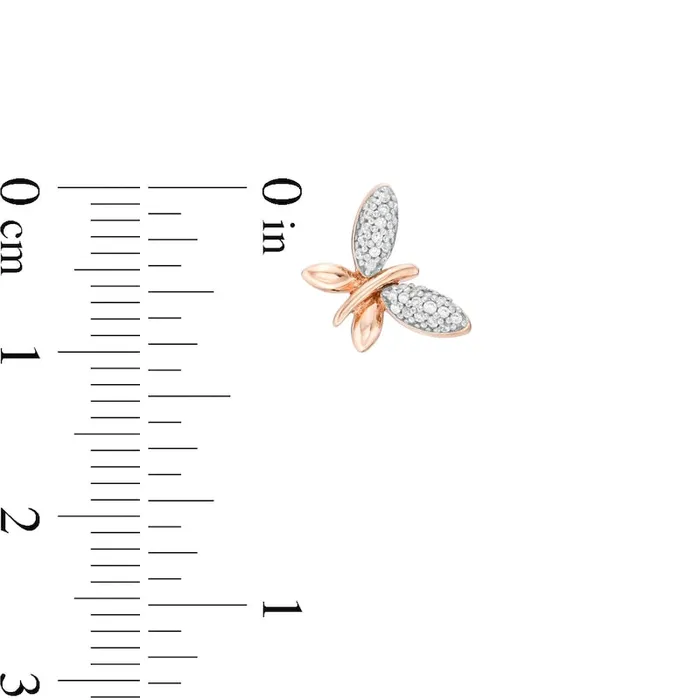 Goldia 013 CT TW Diamond Butterfly Stud Earrings in 10K Rose Gold Earrings