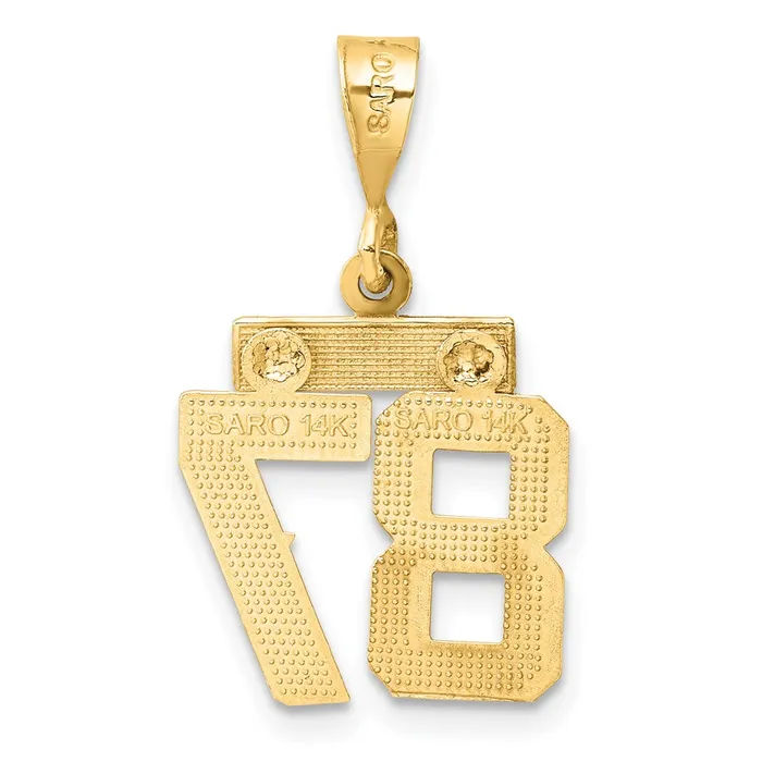 Goldia Charm Necklaces 14k Yellow Gold Small Brushed Diamondcut Number 87 Charm