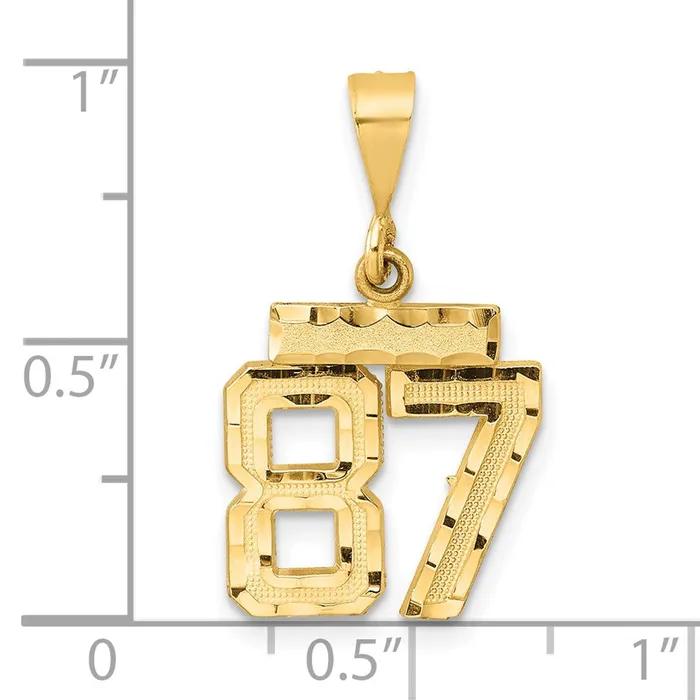Goldia Charm Necklaces 14k Yellow Gold Small Brushed Diamondcut Number 87 Charm