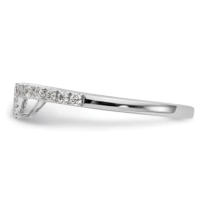Goldiacom 14k White Gold Real Diamond Contour Wedding Band Rings