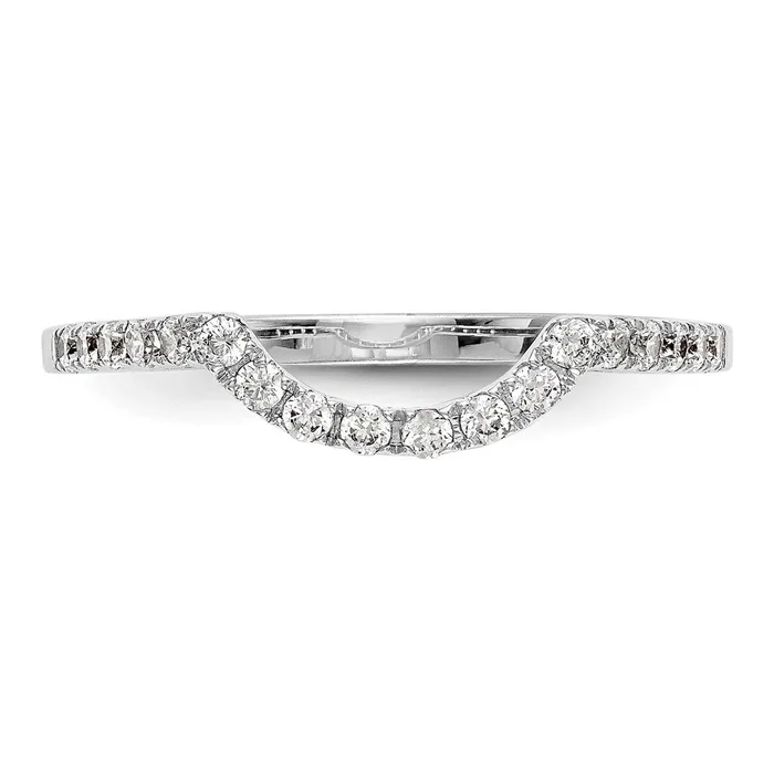 Goldiacom 14k White Gold Real Diamond Contour Wedding Band Rings