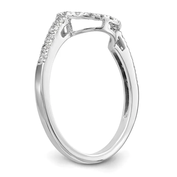 Goldiacom 14k White Gold Real Diamond Contour Wedding Band Rings