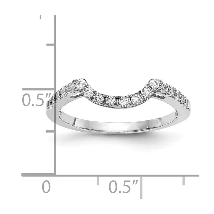Goldiacom 14k White Gold Real Diamond Contour Wedding Band Rings