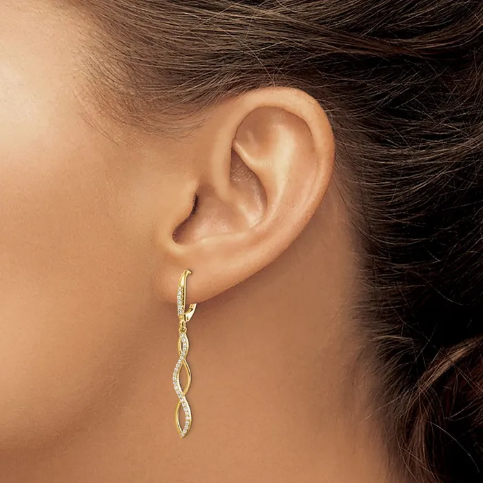 Goldia Earrings 14k Yellow Gold Real Diamond Leverback Earrings