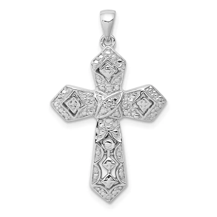 Goldia Necklaces 14k White Gold 01ct Real Diamond Passion Cross Pendant