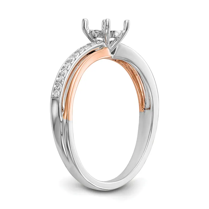 Goldia Rings 010ct CZ Solid Real 14k Twotone Peg Set ByPass Engagement Ring