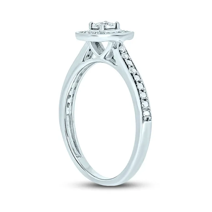 Goldia Rings 017 CT TW Natural Diamond Cushion Frame Promise Ring in Sterling Silver Goldia Rings 017 CT TW Natural Diamond Cushion Frame Promise Ring in Sterling Silver