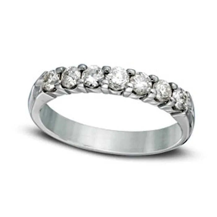 Goldia Rings 025 CT TW Certified Natural Diamond Seven Stone Anniversary Band in Solid 14K White Gold ISI2 Goldia Rings 025 CT TW Certified Natural Diamond Seven Stone Anniversary Band in Solid 14K White Gold ISI2