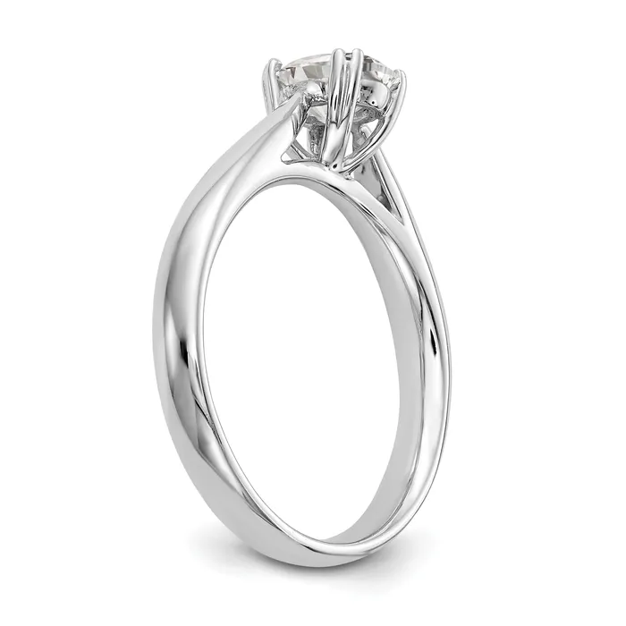 Goldia Rings 033ct CZ Solid Real 14K White Gold Oval Solitaire Engagement Ring Polished Engagement Ring