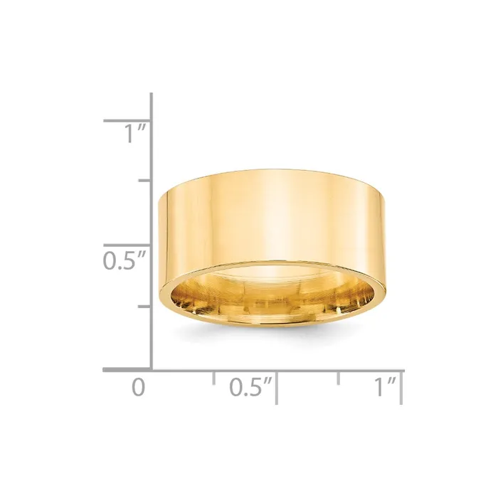 Goldia Rings Solid 18K Yellow Gold 10mm Standard Flat Comfort Fit MensWomens Wedding Band Ring Size 55