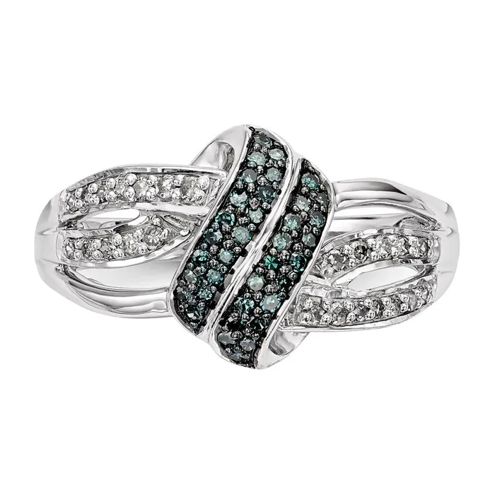 Goldia Rings Sterling Silver White u0026 Blue Diamond Ring