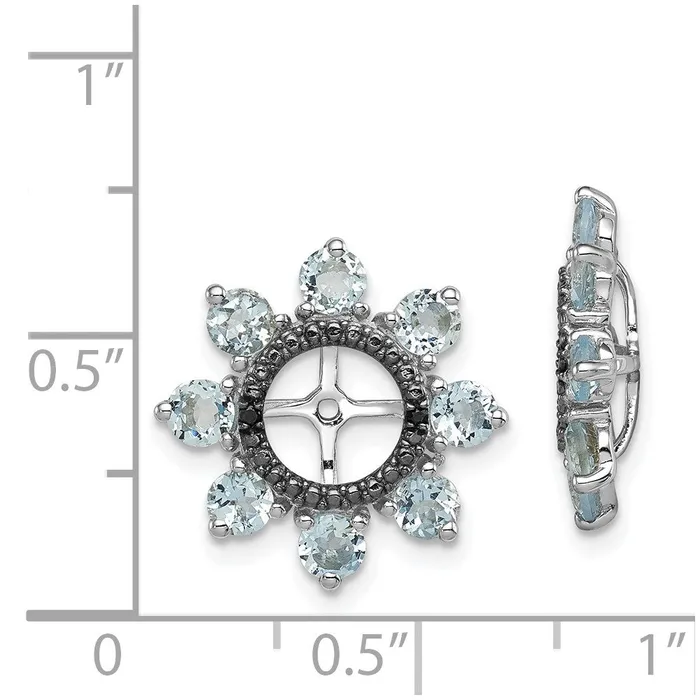Goldia Sterling Silver Rhodium Aquamarine u0026 Black Sapphire Earring Jacket Earrings