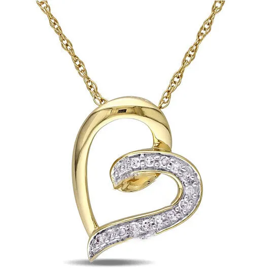 JMS always Necklaces Original AMOUR Diamond Heart Pendant with Chain In 10K Yellow Gold