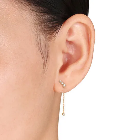Original Created Forever 15 CT TGW Lab Created Diamond Dangle Earrings iin 18k Yellow Gold Plated Sterling Silver JMS always Earrings