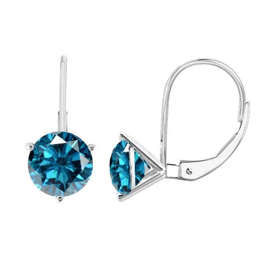 Original Maulijewels 38 Carat Blue Round Natural Diamond Three Prong Set Womes Martini Leverback Earrings In 14K Solid White Gold JMS always Earrings Original Maulijewels 38 Carat Blue Round Natural Diamond Three Prong Set Womes Martini Leverback Earrings In 14K Solid White Gold JMS always Earrings