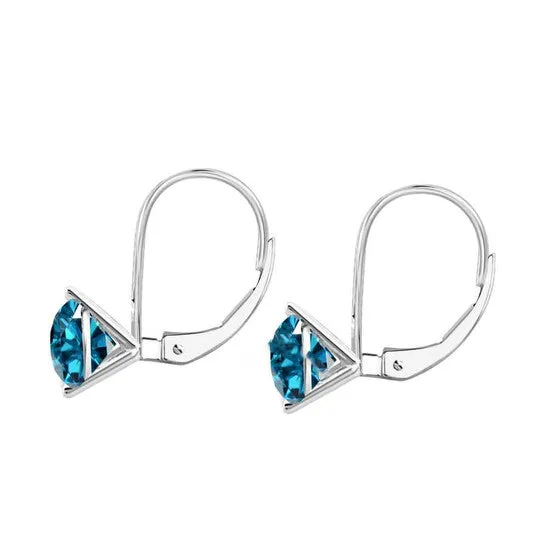 Original Maulijewels 38 Carat Blue Round Natural Diamond Three Prong Set Womes Martini Leverback Earrings In 14K Solid White Gold JMS always Earrings Original Maulijewels 38 Carat Blue Round Natural Diamond Three Prong Set Womes Martini Leverback Earrings In 14K Solid White Gold JMS always Earrings