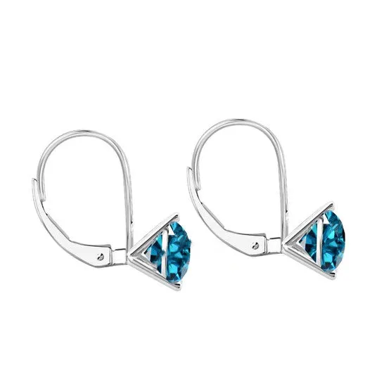 Original Maulijewels 38 Carat Blue Round Natural Diamond Three Prong Set Womes Martini Leverback Earrings In 14K Solid White Gold JMS always Earrings Original Maulijewels 38 Carat Blue Round Natural Diamond Three Prong Set Womes Martini Leverback Earrings In 14K Solid White Gold JMS always Earrings