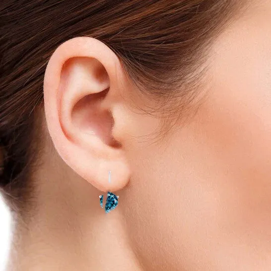 Original Maulijewels 38 Carat Blue Round Natural Diamond Three Prong Set Womes Martini Leverback Earrings In 14K Solid White Gold JMS always Earrings Original Maulijewels 38 Carat Blue Round Natural Diamond Three Prong Set Womes Martini Leverback Earrings In 14K Solid White Gold JMS always Earrings