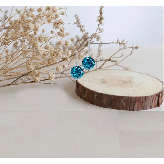 Original Maulijewels 38 Carat Blue Round Natural Diamond Three Prong Set Womes Martini Leverback Earrings In 14K Solid White Gold JMS always Earrings Original Maulijewels 38 Carat Blue Round Natural Diamond Three Prong Set Womes Martini Leverback Earrings In 14K Solid White Gold JMS always Earrings