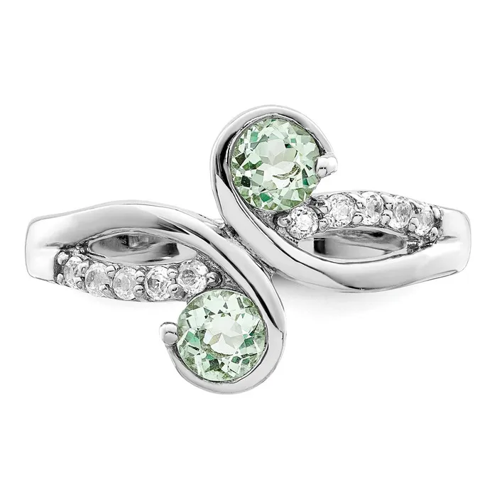 Rings Goldia SS Rhodplated 6tw Green Quartz u0026 White Topaz Swirl Ring