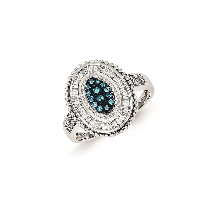 Rings Goldia Sterling Silver Blue u0026 White Diamond Oval Ring