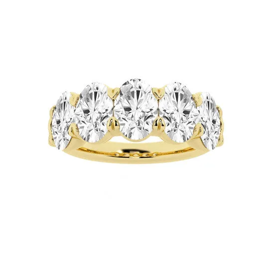 Rings JMS always Original Brilliant Diamond 14K Yellow Gold 4 CTTW OvalCut LAB GROWN Diamond Five Stone Anniversary Band FG SI1