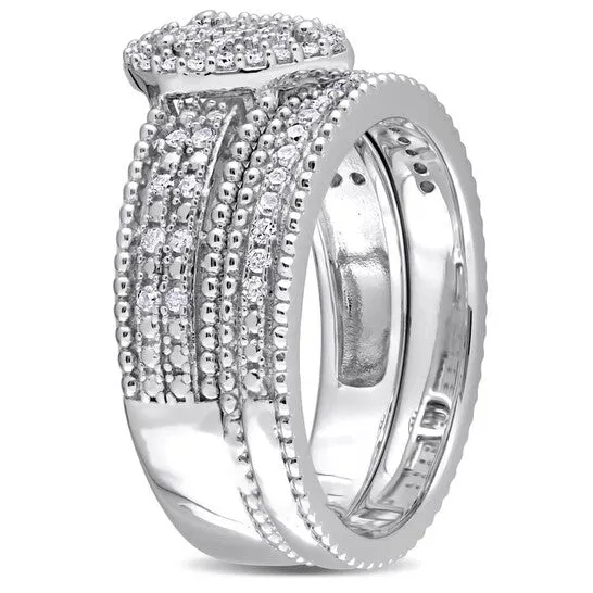 Rings Original Amour Sterling Silver 13 CT TDW Diamond Pear Shape Cluster Bridal Set JMS always