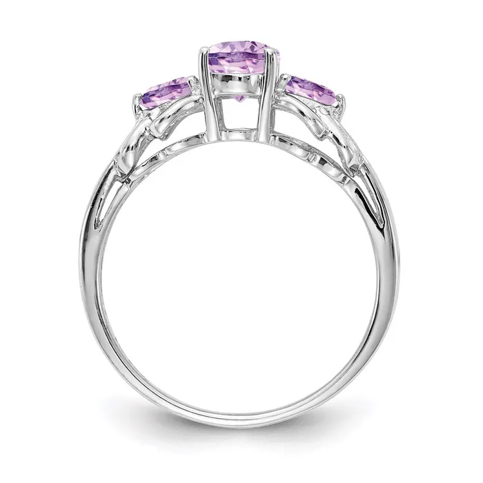 Sterling Silver Rhodium Pink Quartz Ring Goldia Rings