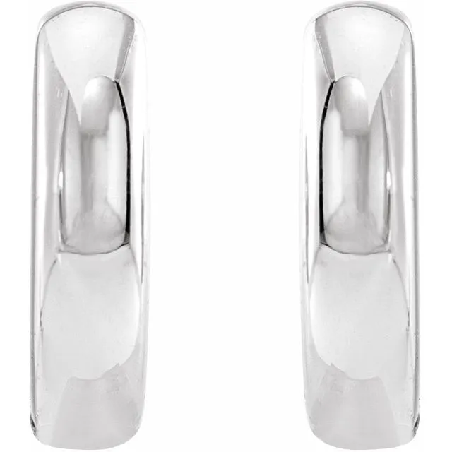 14K White Gold 95 mm Hinged Huggie Hoop Earrings TreasureFineJewelers Earrings