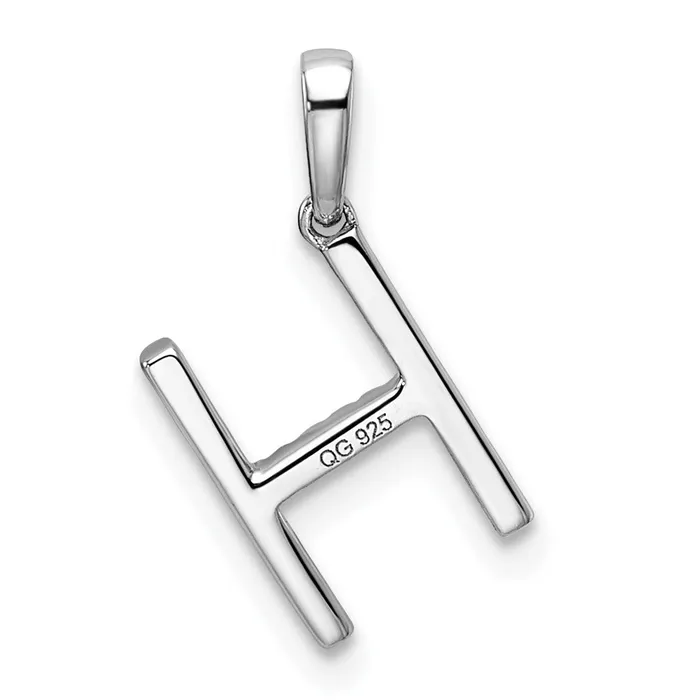 14K White Gold Diamond Letter H Initial Pendant TreasureFineJewelers Necklaces