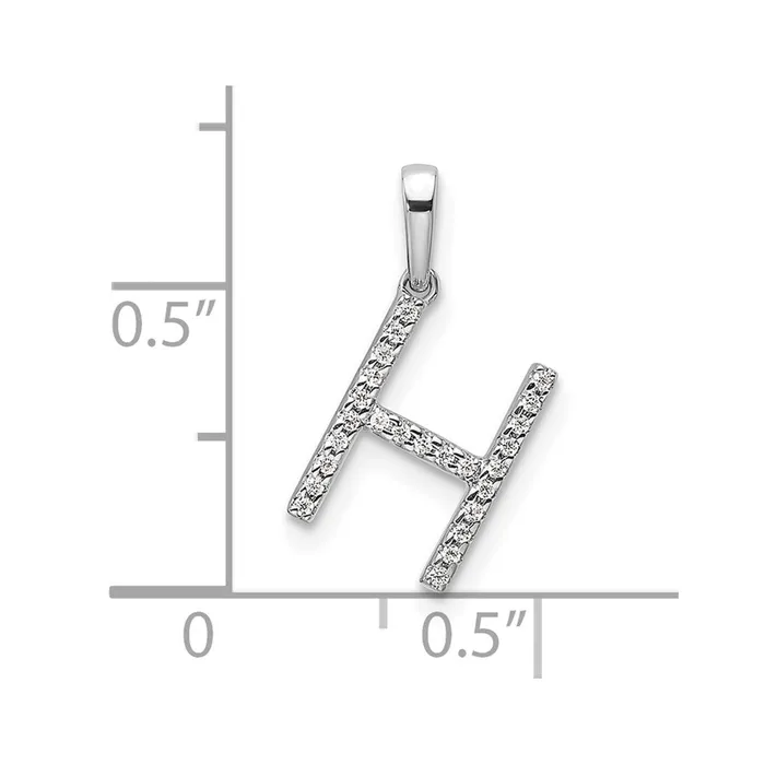 14K White Gold Diamond Letter H Initial Pendant TreasureFineJewelers Necklaces