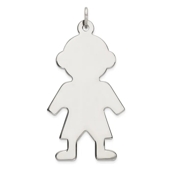 Charm Necklaces Sterl Silver Rhplt Engraveable Boy Polished FrontSatin Back Disc Charm TreasureFineJewelers