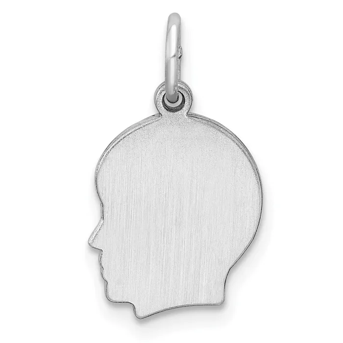 Charm Necklaces Sterl Silver Rhplt Engraveable Boy Polished FrontSatin Back Disc Charm TreasureFineJewelers