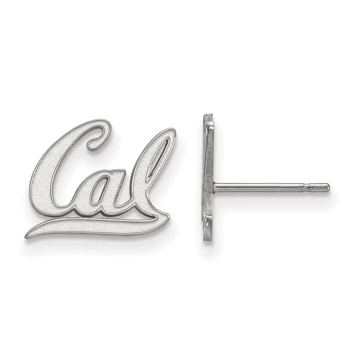 Earrings TreasureFineJewelers Sterling Silver Rhodiumplated University of California Berkeley Extra Small Post Earrings