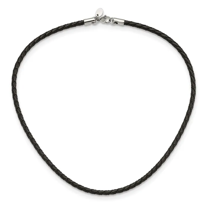 Necklaces TreasureFineJewelers Chisel 4mm Genuine Leather Weave 18 inch Necklace