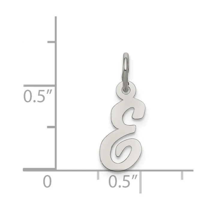 Necklaces TreasureFineJewelers Sterling Silver Rhodiumplated Script Letter E Initial Charm