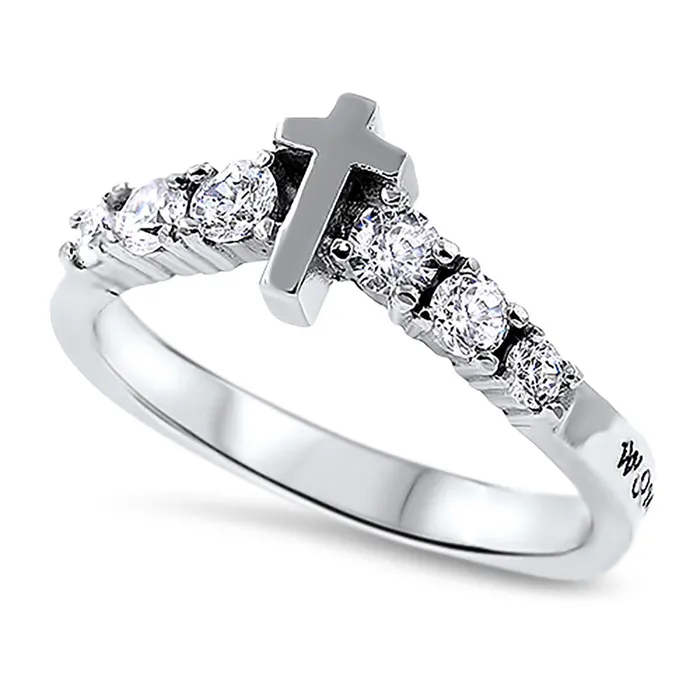 North Arrow Shop Rings Vertical Cross Ring WOMAN OF GOD PROVERBS 31 Stainless Steel with 6 Stones North Arrow Shop Rings Vertical Cross Ring WOMAN OF GOD PROVERBS 31 Stainless Steel with 6 Stones