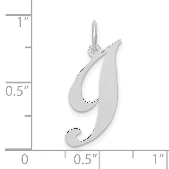 TreasureFineJewelers Charm Necklaces 10k White Gold Small Fancy Script Initial I Charm