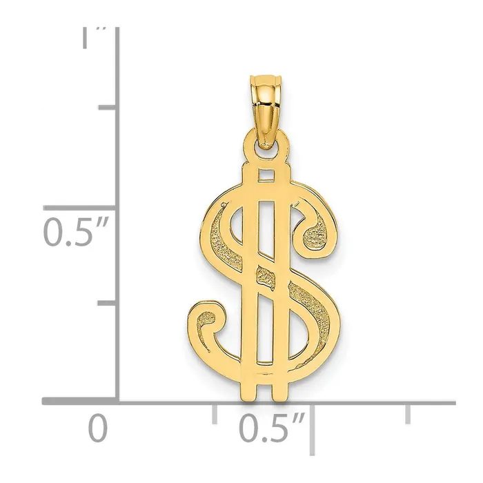 TreasureFineJewelers Charm Necklaces 14K Textured Dollar Sign Charm
