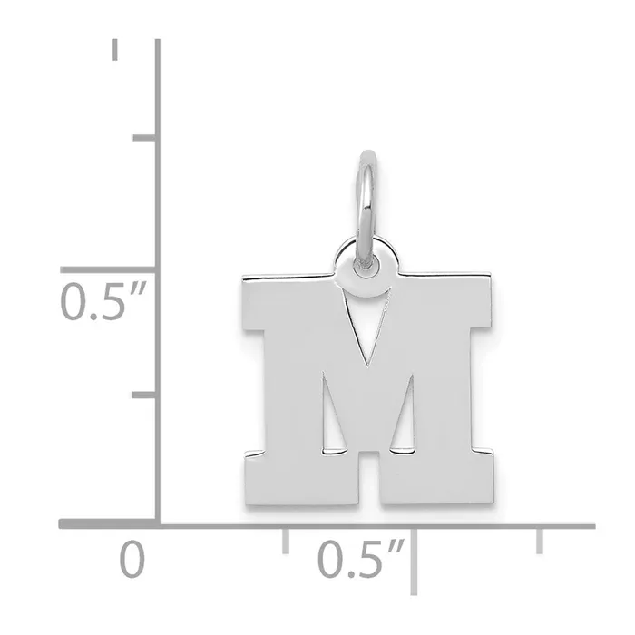 TreasureFineJewelers Charm Necklaces 14k White Gold Small Block Letter M Initial Charm