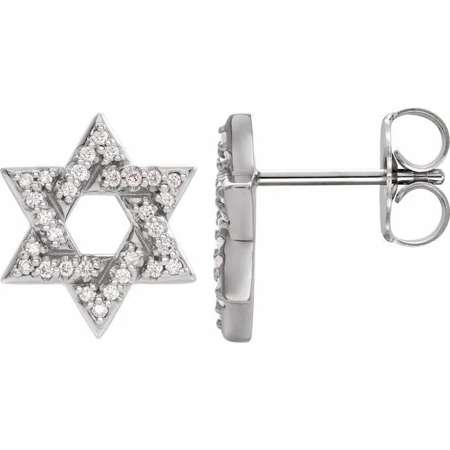 TreasureFineJewelers Earrings 14K White Gold 18 CTW Natural Diamond Star of David Earrings